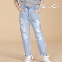 [보누맘]블루팝스 구제 세미배기 청바지