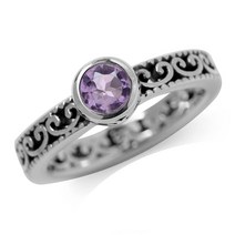 Silvershake 정품 탄생석 보석 925 스털링 실버 이터니티 스타일 쌓을 수 있는 필리그리 반지 로듐 도금 실버 5.5 RN0088310-5.5-SilverShake