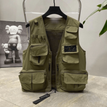 낚시 조끼 카고14 포켓, S, khaki