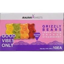 JEALOUS SWEETS 젤러스 스윗 비건 그리즐리베어 젤리 400g (40g X 10개입) / 프랑스
