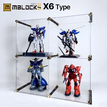 피규어 건담 레고 장난감 아크릴 진열장 장식장 진열대 케이스 엠블럭스페셜 X6타입 2층X2칸 4칸(앞/뒤덮개포함), 07.스페셜X6타입 2층X2칸 4칸형(검정+골드)