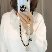PA014 하프진주 가죽체인 참 핸드폰 스트랩 휴대폰 손목 거치 핸드 핑거 줄 끈 고리 손잡이 장식 홀더 가방 악세사리 케이스