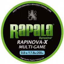 Rapala(라 파라)PE라인 라피노우아 X멀티 게임 200m 0.8호 17.8lb 4개 뜨기 라임 그린 RLX200M08LG