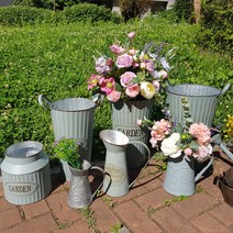 쉐비 빈티지 양철 시리즈 철제바구니 틴 청동 바스켓 장식소품 플라워꽃병, 13.틴바스켓소