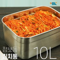 이비케이 스텐 밀폐용기 김치통 반찬통 보관용기 10L 1개, 2.더블핸디 2호 10L 색상랜덤