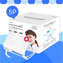 위생마스크 마스크린 웰플러스 5P 주방 식당 조리 항균 김서림방지 투명위생, 1세트(box) * 5개입