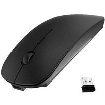 노트북용 충전식 무선 마우스 2.4G 휴대용 USB 마우스 컴퓨터 마우스 손에 잘 맞음 3조절 가능한 DPI 20개월 배터리 수명 PC 데스크탑 노트북용 디자인(블랙), Black