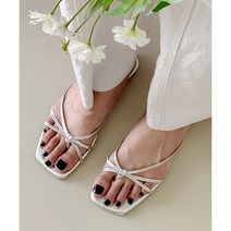 루네 스퀘어 꼬임 스트랩 뮬 슬리퍼 쪼리 플리플랍