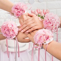파티마트 브라이덜샤워 소품, 꽃팔찌 핑크