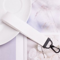 단색 무지 기본 컬러 리본 스트랩 키링 키체인 가방 고리 열쇠고리 키홀더 DIY 만들기 제작 데코 꾸미기 자수 이니셜 새기기 화이트, 핑크