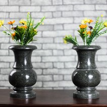 싸다구 돌 산소 대리석 꽃병, 높이 24cm 1쌍