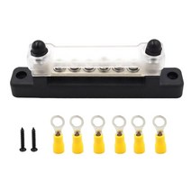 GHSHOP 덮개가 있는 배전 단자대 자동차 보트 선박용 배터리 버스 바, 6가지 방법 블랙, 옵션, ABS 아연 합금 및 황동, 1개