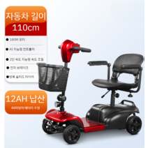 노인 스쿠터 4륜 접이식 전기 자동차 장애인 접이식 2인 오토바이, 1 12Ah 약40리 180W모터, 24V
