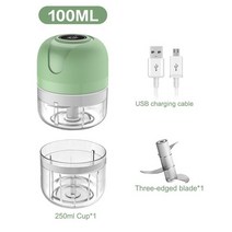 민서기 민찌기 소세지메이커 고기그라인더 USB 충전 전기 마늘 다지기 고기 분쇄기 과일 야채 생강 도구, 06 Green Set