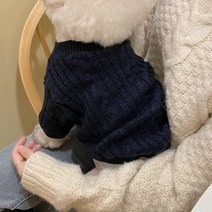 펫먼트 강아지 꽈베기 니트 스웨터, 네이비