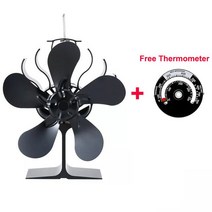벽난로 4 블레이드 홈 팬 5 열 전원 효율적인 나무/로그 버너, [01] 5 with Thermometer