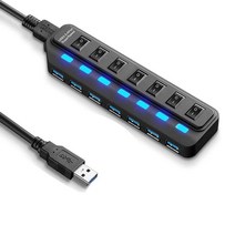 USB 3.0 허브 7 포트 분배기 5Gbps 고속 데이터 확장 및 PC 노트북 프린터 용 전원, 한개옵션0