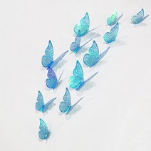 아이방 집꾸미기 포인트 12Pcs 3D 나비 벽 스티커 업 보라색 파란색 거실 냉장고 장식 소품 DIY 아트 벽화 룸, [06] Green-Style C