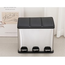 3칸 분리 수거함 3단 페달 쓰레기통 재활용 휴지통 부엌 스텐 업소용 가정용 주방 쓰레기함 냄새안나는, 24L