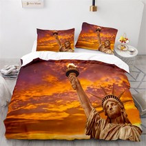 자유의 조각상 킹 사이즈 마이크로파이버 건물 침구 뉴욕, 17 180x210cm 3pcs