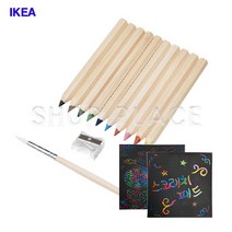 이케아온라인몰 MALA 색칠놀이 색연필 스크래치패드, 색연필 10색 스크래치패드 세트