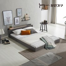 장인가구 아이브 비비드 저상형 LED조명 USB포트 침대SS라텍폼스7존독립DYD-740SS, 그레이