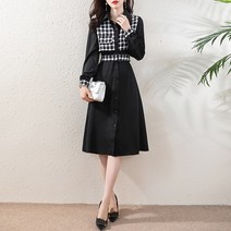 오버클래쓰 여성 미디원피스 심플 벨트 포인트 데일리 하객룩