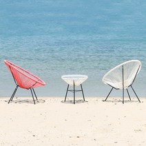 라트 라인 아카풀코 야외 카페 테라스 테이블세트 솔리드, 화이트, 핑크2개