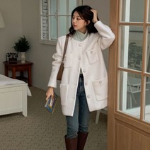 [바보사랑] 여성 엔머튼 울 카라리스 실버링 하프 코트[디작소]