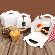 조각케익박스 백색 조각케이크 손잡이상자 양면개방 (4호) [5ea/50ea], 50매(매당 590원)