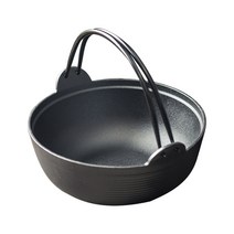 솥밥냄비 무쇠 주물 냄비 무쇠주물팬 1p 일본 두꺼운 주철 Sukiyki Pot 손잡이가있는 깊은 스튜 냄비, 01 Black