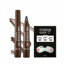 리르 포크 아이브로우 눈썹 타투펜 (다크브라운2개+3종 눈썹가이드 세트), 01. 2호 다크브라운, 2개