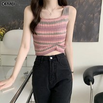 DFMEI 컬러 스트라이프 니트 나시 여 이너 반나시 이너