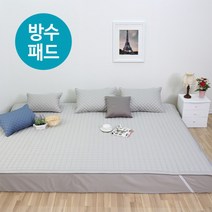 [아이닉스] 고정밴딩 순면 누빔 패밀리침대 방수패드 200 x 200(S+S), 색상:그레이 방수패드