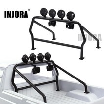 RC 자동차 부품 INJORA-금속 롤 케이지 버킷 1/10 RC 크롤러 픽업 축 SCX10 D90 타미야 CC01 TF2 용 LED 조명 6 개 포함