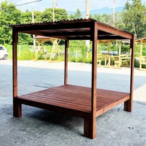 지붕형 조립식 평상 6자 1800_1800 방부목 야외 평상마루 (택배 배송), f)도토리색