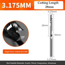 샌드위치판넬 부자재 5a 카바이드 단일 플루트 인치 엔드 밀 목공 도구 알루미늄 절삭 공구 cnc 밀링 커터 목재 밀링 커터, 10개_3.175-3.175-28