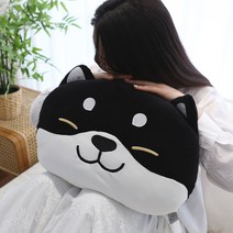 모찌모찌 시바견 캐릭터 얼굴 쿠션 40CM, 시바얼굴쿠션(블랙)40CM