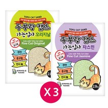 두부랑캣츠 가는입자 7L x 3개 고양이 두부모래, 상세설명 참조, 오리지널×3개