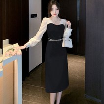 S-2XL 하객룩 결혼식 2컬러 롱원피스 2컬러 상견례 정장