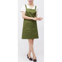 [앞치마와가운] 앞치마의모든것 원피스형 생활방수 식당 서빙 앞치마, 1개, AV64 올리브그린 FREE