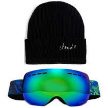 Cloud 9 전문 스키 고글 겨울 눈 안티 안개 듀얼 렌즈 UV 보호 남성 여성, G08-Green Beanie