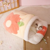고양이 벚꽃 겨울 침낭 숨숨집 하우스 쿠션 고양이집, B