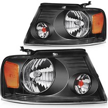 ECCPP F-150 2004-2008 운전석 및 조수석 헤드램프용 포드 헤드라이트 어셈블리 420534, Black Housing Amber Reflector