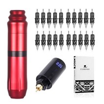 영구 메이크업 무선 문신 기계 키트 RCA 로타리 문신 펜 키트 눈썹 라이너 립 1450 mAh 문신 배터리 전원 공급 장치, 레드 키트, 하나