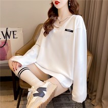 디자인 감각 가을과 겨울 긴 소매 티셔츠 여성 틈새 한국 버전의 느슨한 플러스 벨벳 패딩 케어 머신 드 벨벳 바닥 셔츠