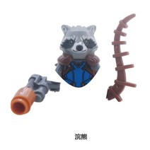 [레고공식] 장난감 빌딩 블록 미니 피규어 슈퍼 히어로 개미 배트맨 독 스파이더 맨 조립 액션 인형 벽돌 모델 퍼즐 남아용, [14] Raccoon