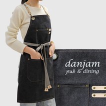 (무료 글자자수) 빈티지 캔버스 앞치마_바리스타 카페 캠핑 공방 (내일출고) + 사은품(북유럽패턴 앞치마), 블랙(L), 1개