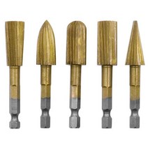 우드카빙키트 육각 생크 로터리 버 세트 HSS 나무 조각 강판 파일 전기 그라인딩 도구 5 밀링 드릴 커터, 01 Gold
