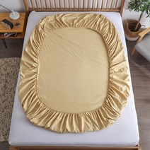 라지킹침대 탄성 밴드가 있는 100% 면 장착 침대 시트 단색 안티-슬립 조절 가능한 매트리스 커버 싱글 더블 킹 퀸 베드, [20] Queen 152x203x36cm, [04] Yellow